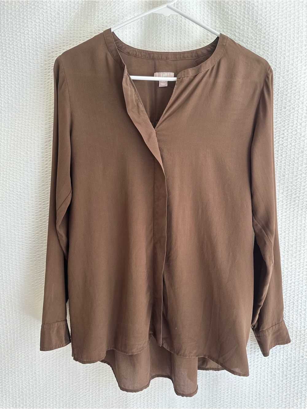 J. Jill 100% Silk Brown Tunic Blouse Women’s XS Petite Long Sleeve Top